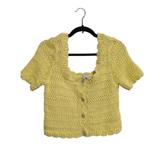 Zara knit cropped top jeweled buttons size Medium - Picture 1 of 6